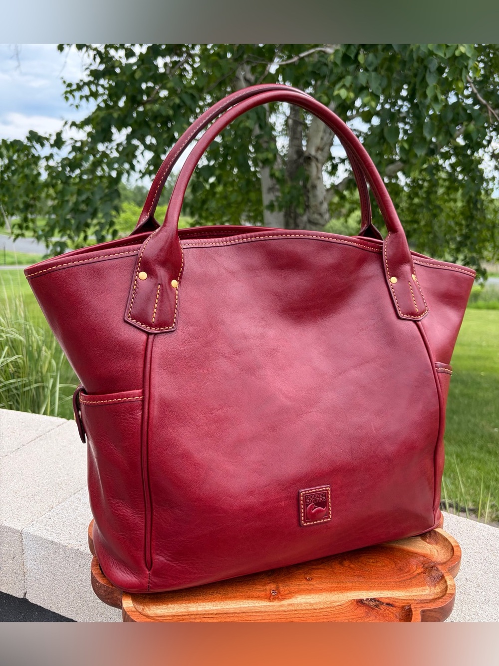 Dooney & Bourke Kristen Red Florentine Leather Tote Like New - Picture 16 of 17